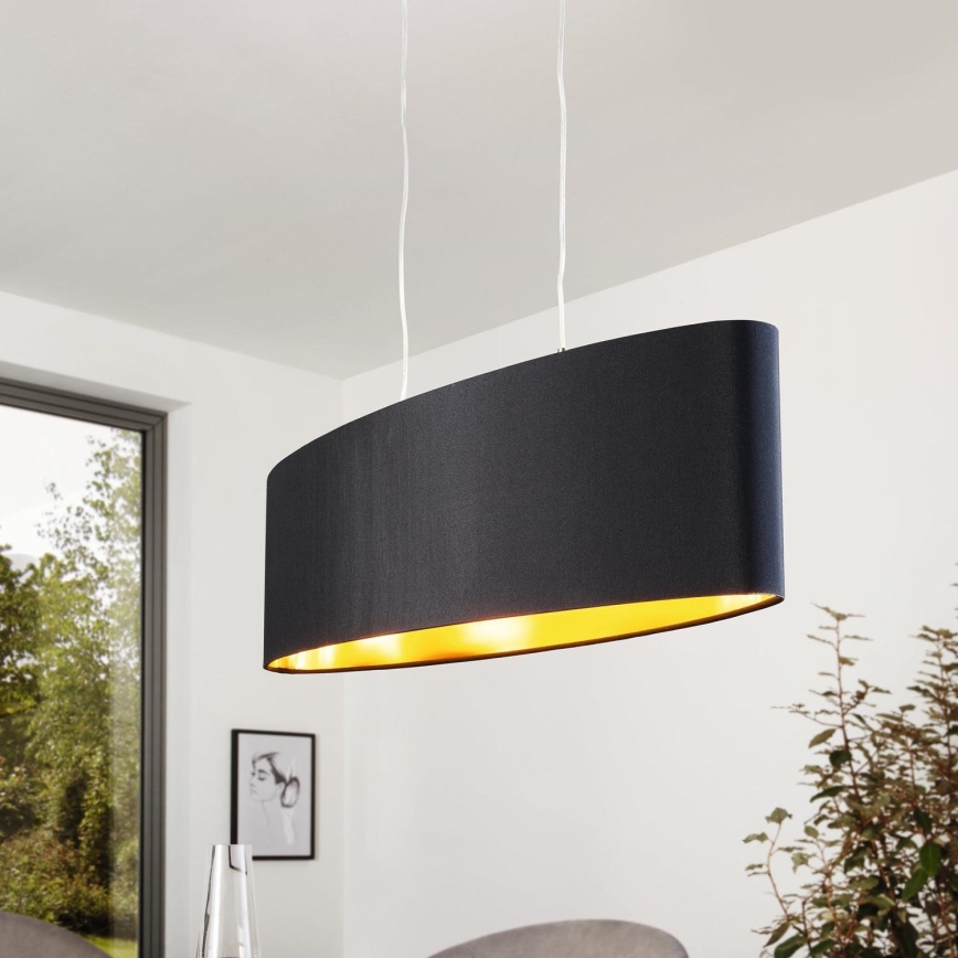 Eglo 55266 - Lustra ar auklu MASERLO 2xE27/60W/230V melna