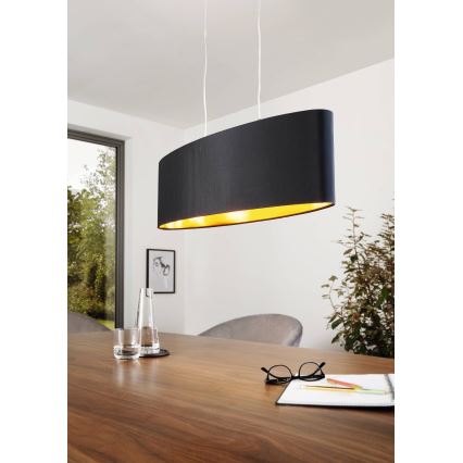 Eglo 55266 - Lustra ar auklu MASERLO 2xE27/60W/230V melna