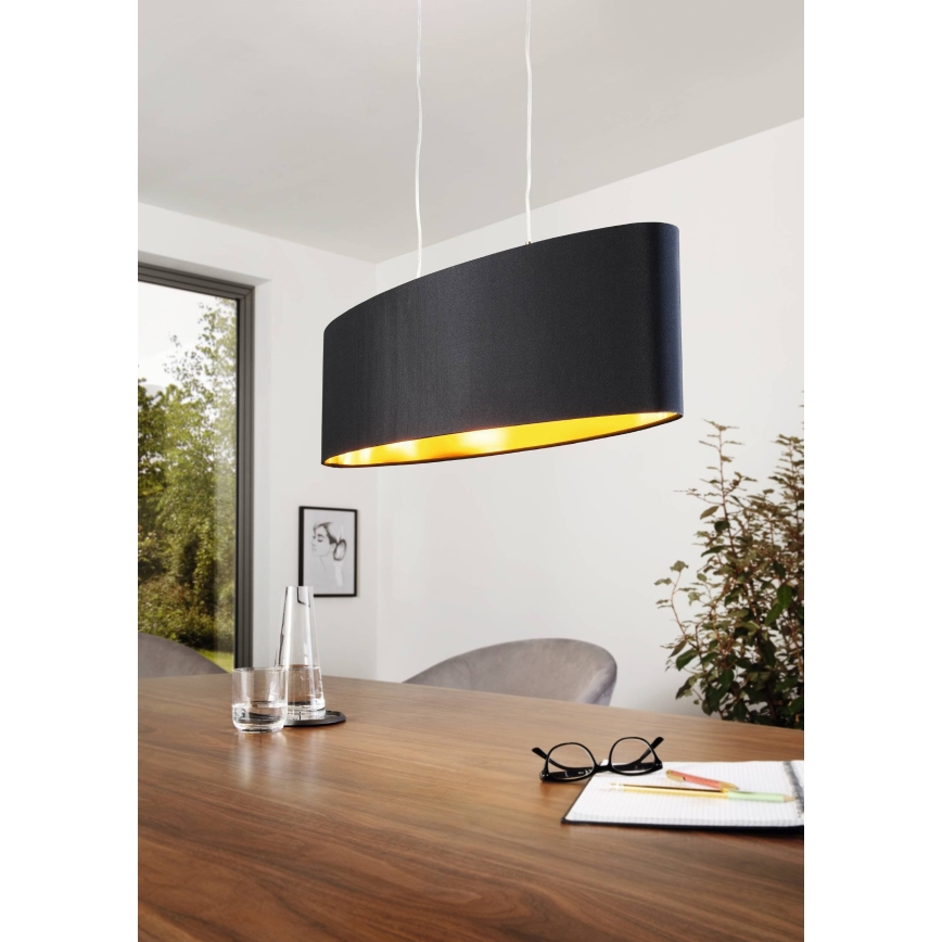 Eglo 55266 - Lustra ar auklu MASERLO 2xE27/60W/230V melna