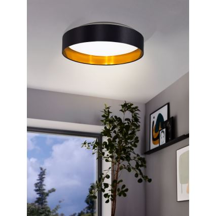 Eglo 55267 - LED griestu lampa MASERLO LED/16W/230V 3000K Ø 40,5 cm melna/vara