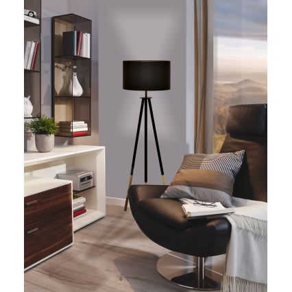 Eglo 55291 - Grīdas stāvlampa BIDFORD 1xE27/60W/230V melna/brūna
