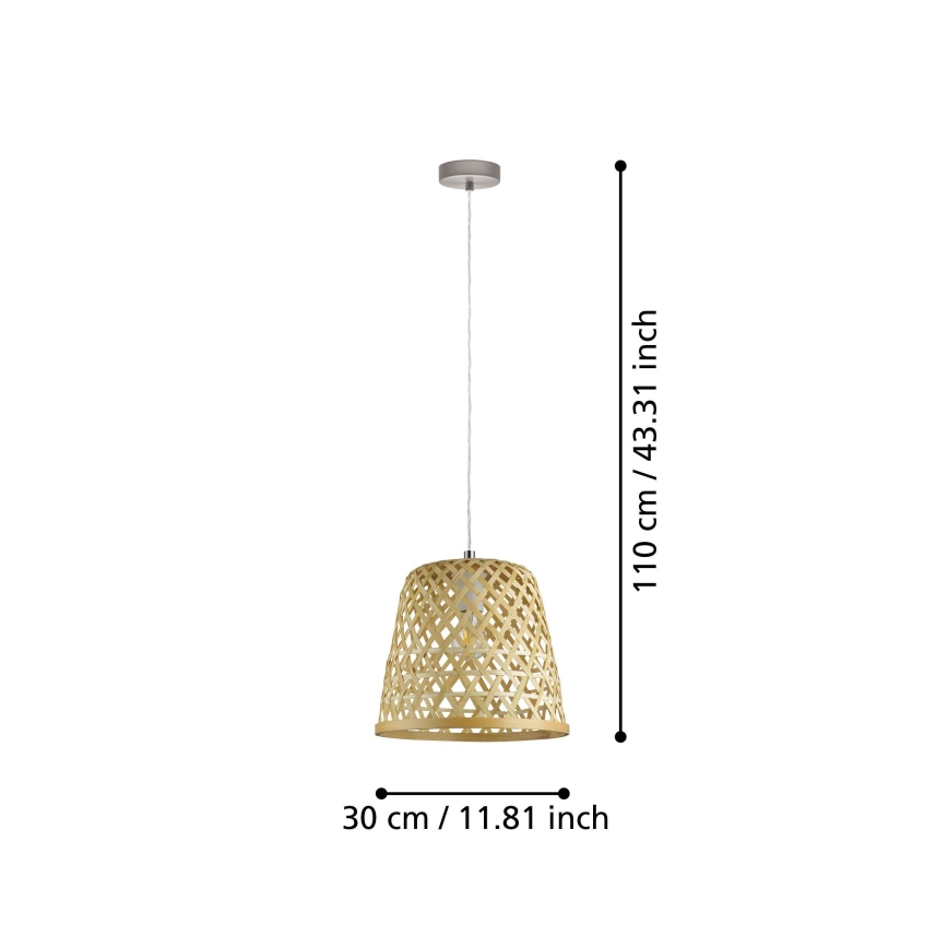 Eglo 55696 - pakaramā lampa uz vada KIRKCOLM, 1xE27/60W/230V, bēša