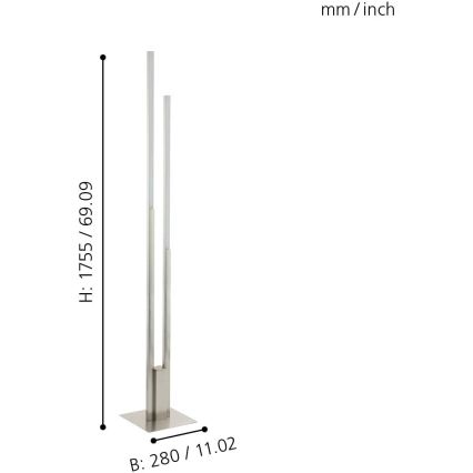 Eglo 55972 - LED RGBW ar regulējamu spilgtumu grīdas lampa FRAIOLI-C LED/34W/230V 2700-6500K matēts hroms + tālvadības pults