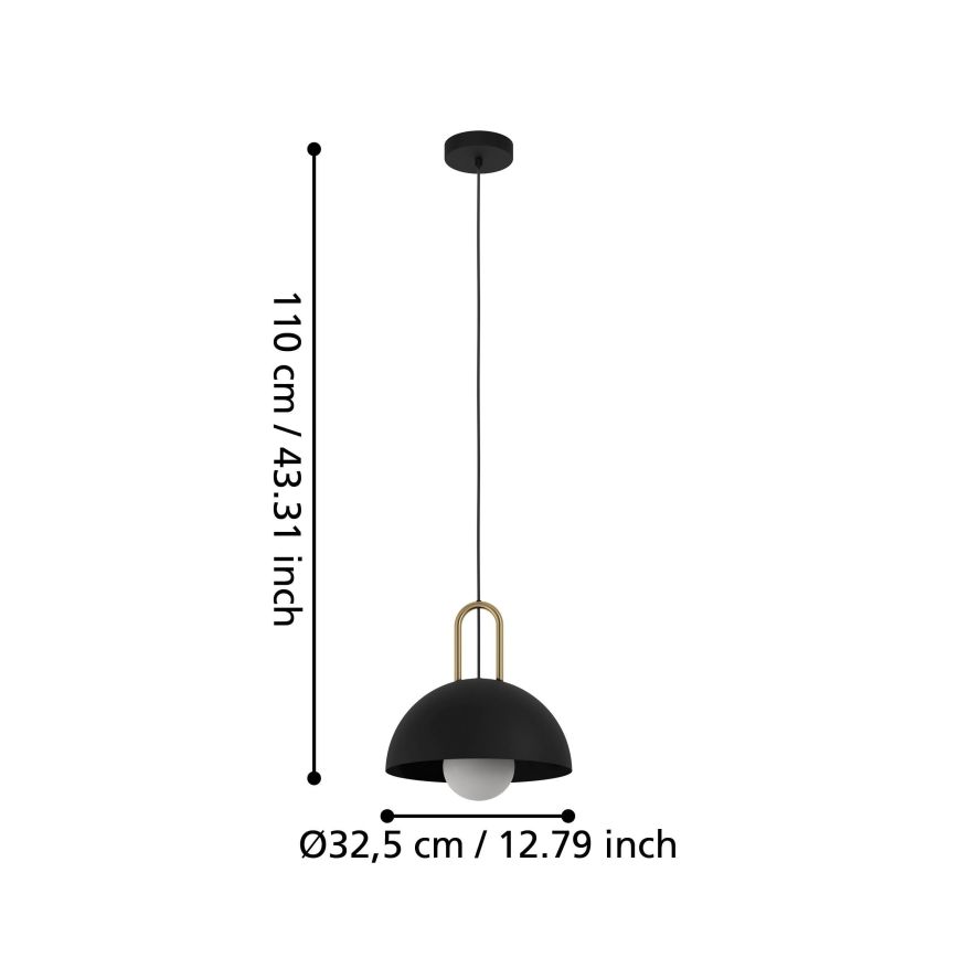 Eglo 56459 - Lustra uz vada CALMANERA 1xE27/40W/230V melna