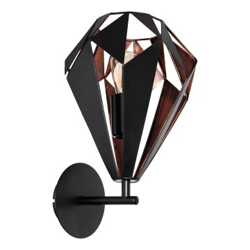 Eglo 62835 - Sienas lampa CARLTON PRO 1xE27/60W/230V melna