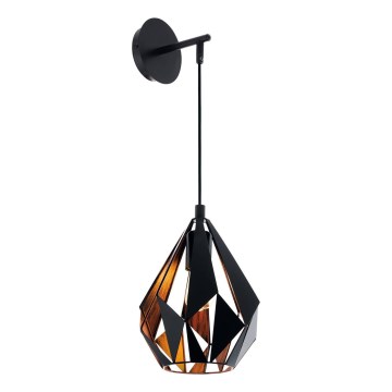 Eglo 62836 - Sienas lampa CARLTON PRO 1xE27/60W/230V melna