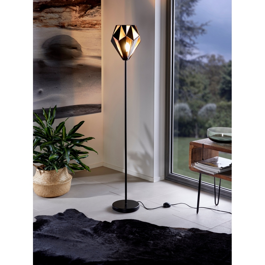 Eglo 62838 - Grīdas stāvlampa CARLTON PRO 1xE27/60W/230V melna
