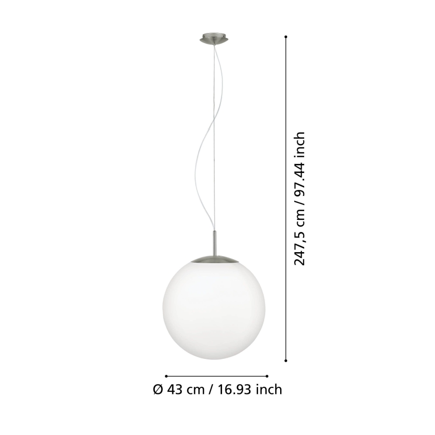 Eglo 63271 - Piekaramā lampa uz troses PIEDALE 1xE27/60W/230V Ø 43 cm matēts hroms