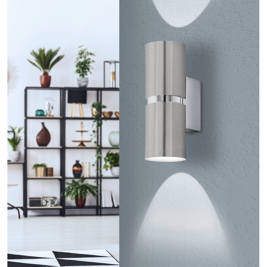 Eglo 64794 - LED Sienas lampa PASSA PRO 2xGU10/3,3W/230V 3000K matēts hroms
