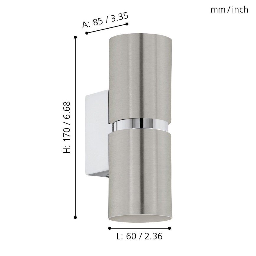 Eglo 64794 - LED Sienas lampa PASSA PRO 2xGU10/3,3W/230V 3000K matēts hroms
