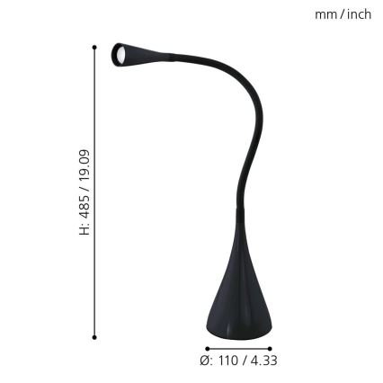 Eglo 64975 - LED Aptumšojama pielāgojama galda lampa SNAPORA PRO LED/3,5W/230V 3000K melna