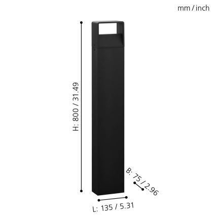 Eglo 65082 - LED Āra lampa DONINNI PRO LED/5W/230V 3000K 40 cm IP44 antracīta
