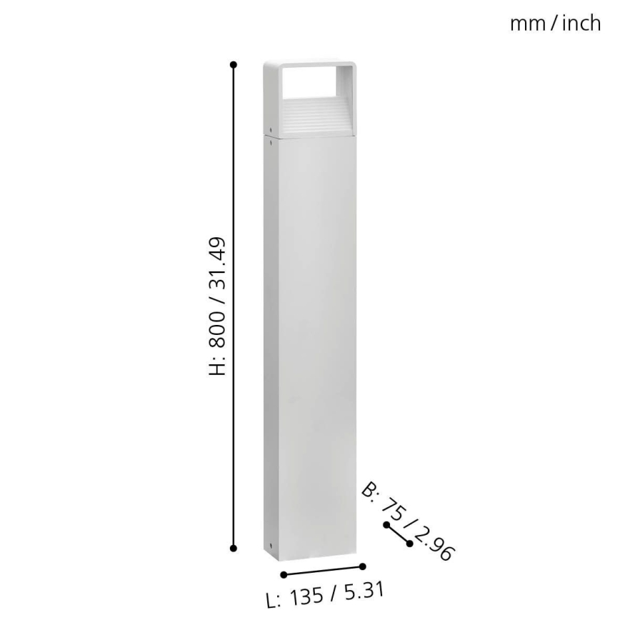 Eglo 65085 - LED Āra lampa DONINNI PRO LED/5W/230V 3000K 80 cm IP44 balta