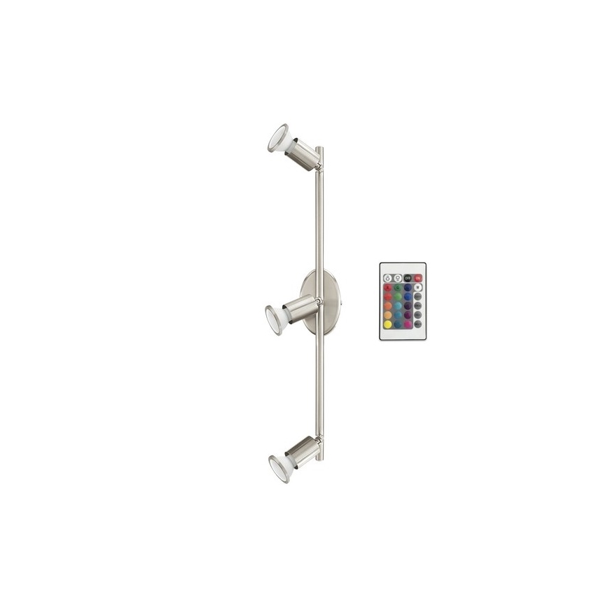 Eglo 75385 - LED RGB Aptumšojams starmetis BUZZ-C 3xGU10/4W/230V + tālvadības pults