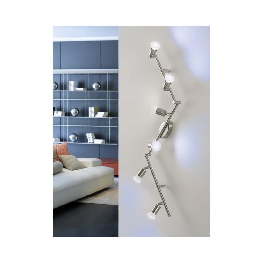 Eglo 75387 - LED RGB Aptumšojams starmetis BUZZ-C 6xGU10/4W/230V + tālvadības pults