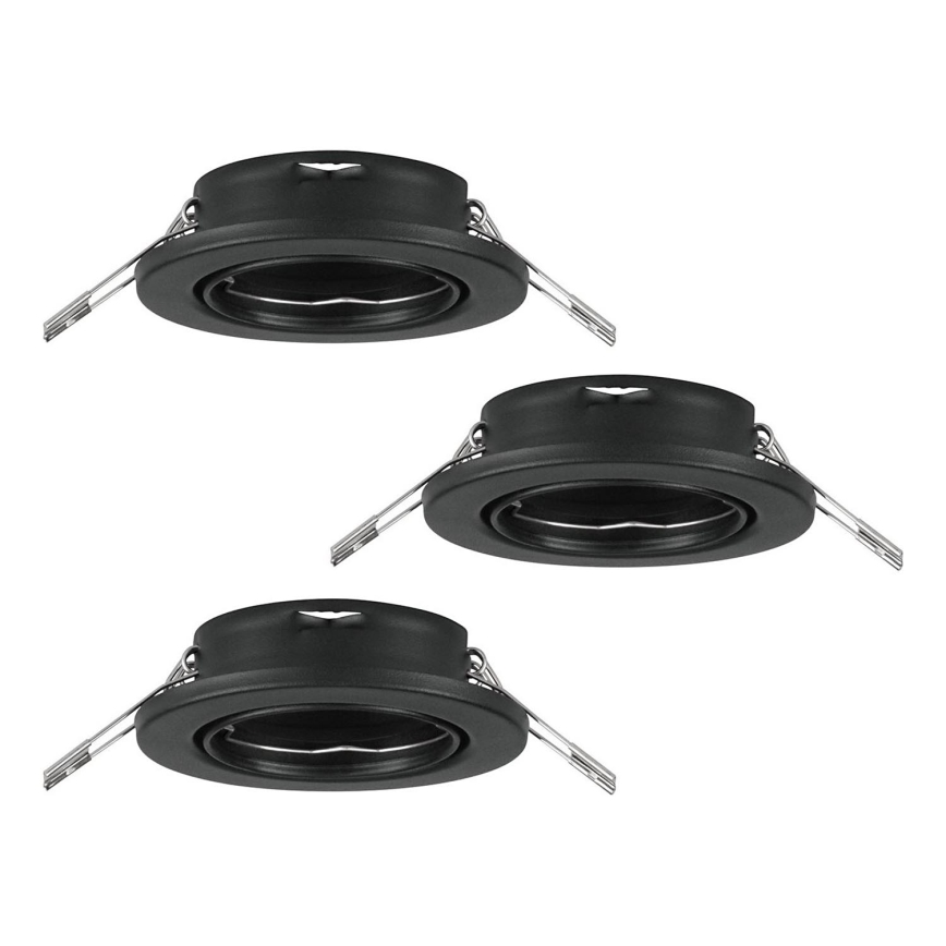 Eglo 75673 - KOMPLEKTS 3x Vannas istabas iegremdējama lampa AGULO 1xGU10/35W/230V IP23 melna