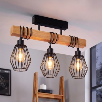 Eglo 780168 - Virsmas montēta griestu lustra TABODI 3xE27/40W/230V priede/melna