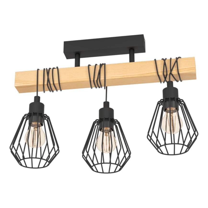 Eglo 780168 - Virsmas montēta griestu lustra TABODI 3xE27/40W/230V priede/melna