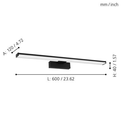 Eglo 780431 - LED Vannas istabas spoguļa apgaismojums BETETA LED/11W/230V 60 cm IP44 melna