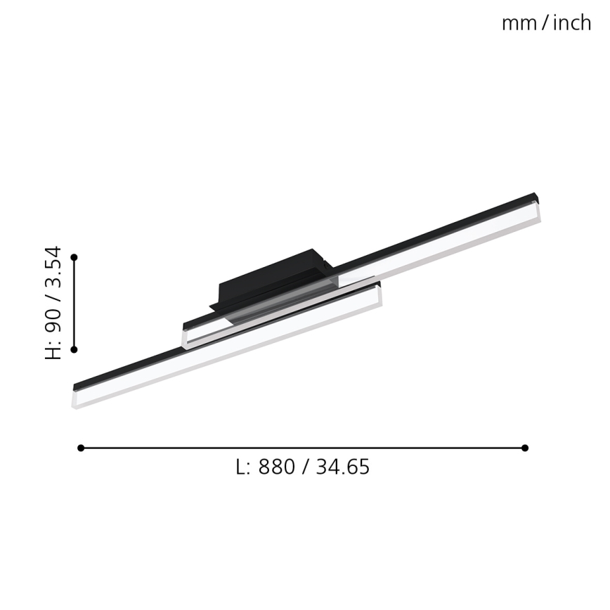 Eglo 780433 - LED vannas istabas griestu gaismeklis YANGUAS 2xLED/11W/230V 3000K IP44 melna