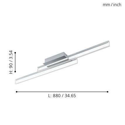 Eglo 780433 - LED Vannas istabas griestu lampa YANGUAS 2xLED/11W/230V 3000K IP44 matēts hroms
