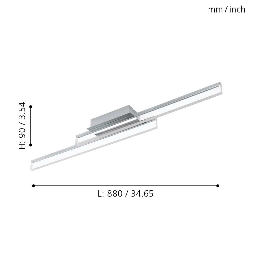 Eglo 780433 - LED Vannas istabas griestu lampa YANGUAS 2xLED/11W/230V 3000K IP44 matēts hroms