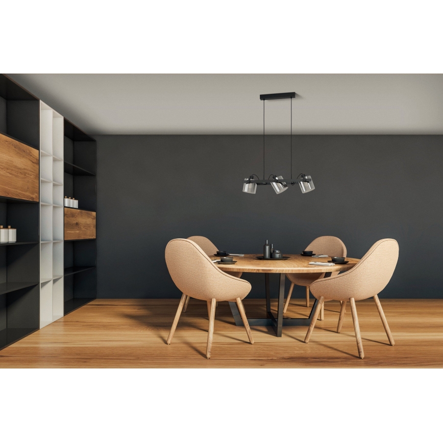 Eglo 780478 - Lustra ar auklu CALERINO 3xE27/40W/230V melna