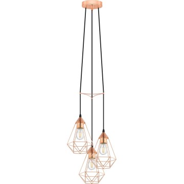 Eglo 78276 - Karājoša griestu lampa BYRON uz vada 3xE27/60W/230V, vara krāsā