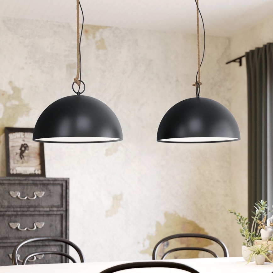 Eglo 78444 - Lustra ar auklu HODSOLL 2xE27/40W/230V melna/brūna