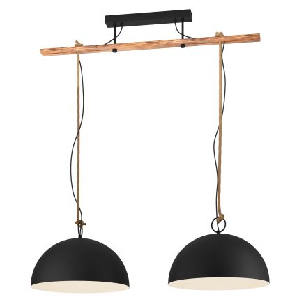Eglo 78444 - Lustra ar auklu HODSOLL 2xE27/40W/230V melna/brūna