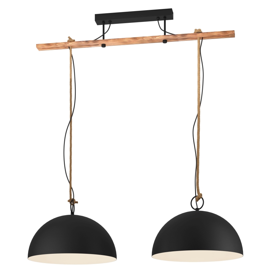 Eglo 78444 - Lustra ar auklu HODSOLL 2xE27/40W/230V melna/brūna