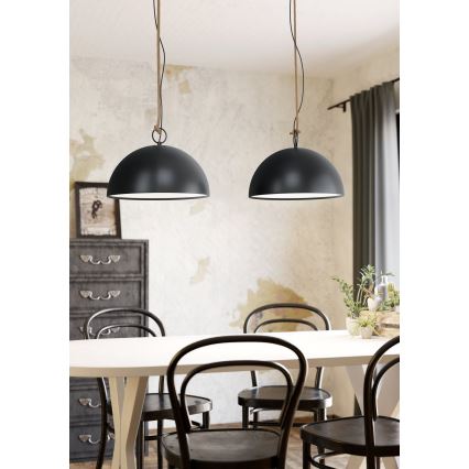 Eglo 78444 - Lustra ar auklu HODSOLL 2xE27/40W/230V melna/brūna