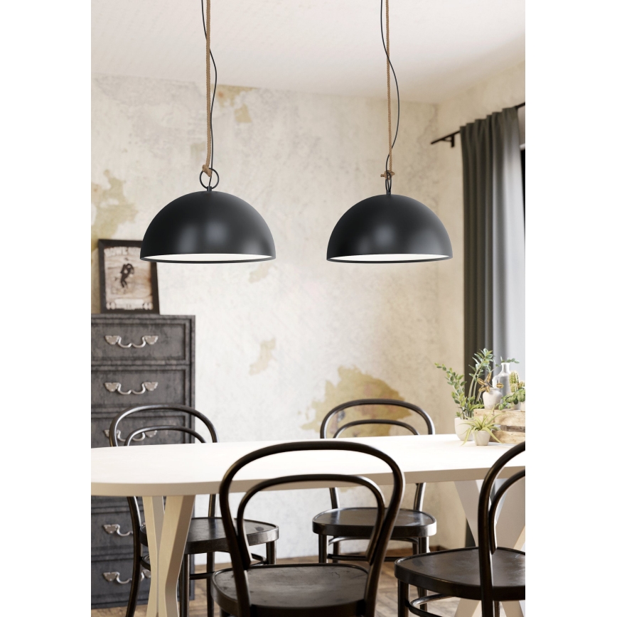 Eglo 78444 - Lustra ar auklu HODSOLL 2xE27/40W/230V melna/brūna