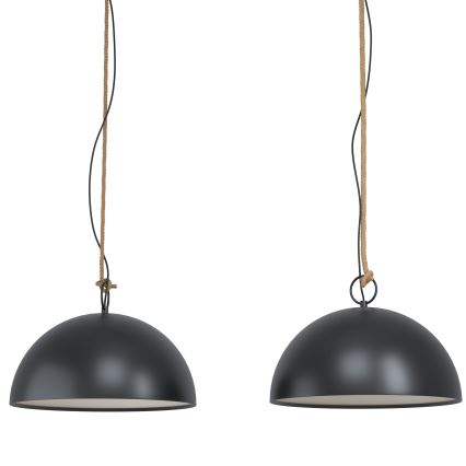 Eglo 78444 - Lustra ar auklu HODSOLL 2xE27/40W/230V melna/brūna