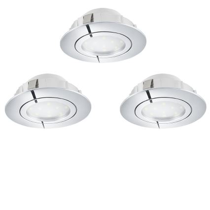 Eglo 78761 - KOMPLEKTS 3x LED Aptumšojama iegremdējama lampa PINEDA 1xLED/6W/230V 3000K spīdīgi hromēts