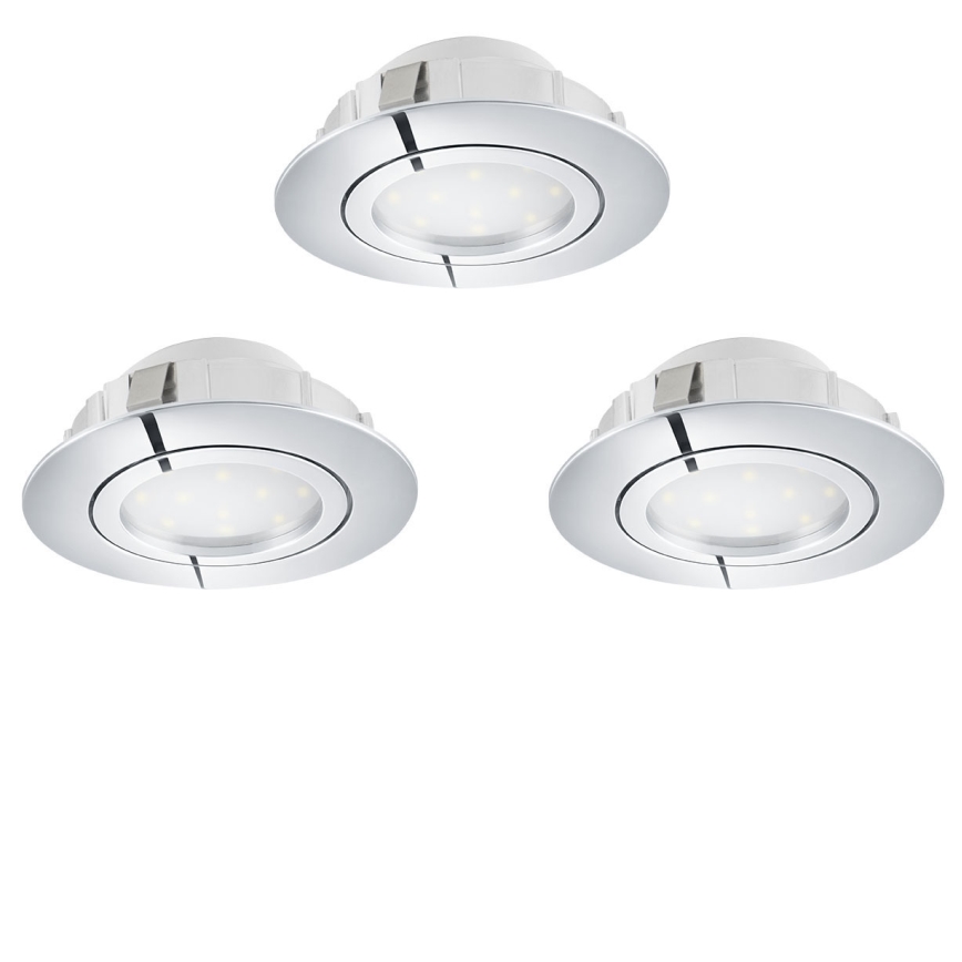 Eglo 78761 - KOMPLEKTS 3x LED Aptumšojama iegremdējama lampa PINEDA LED/6W/230V 3000K spīdīgi hromēts