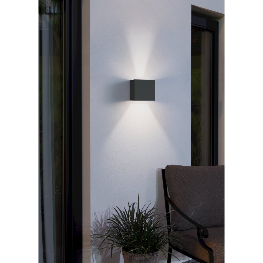 Eglo 79215 - LED Āra sienas lampa CALPINO 2xLED/3,3W/230V 3000K IP54 melna