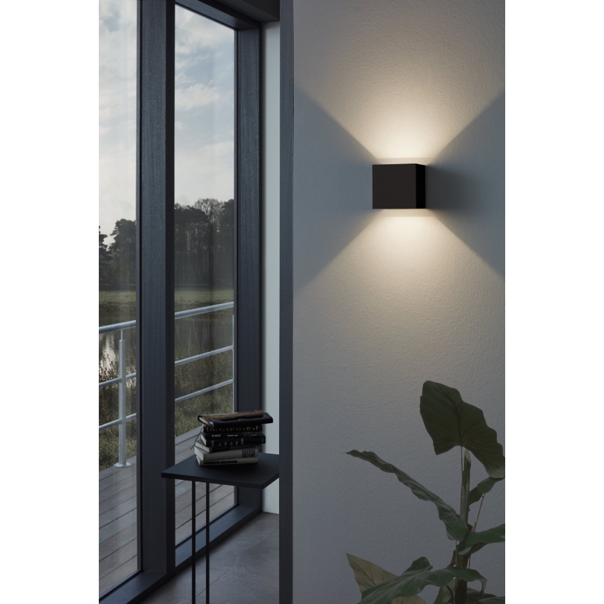 Eglo 79215 - LED Āra sienas lampa CALPINO 2xLED/3,3W/230V 3000K IP54 melna