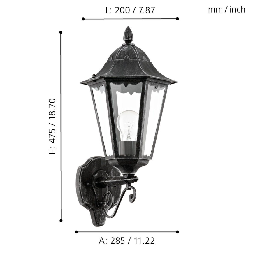 Eglo 79267 - Āra sienas lampa NAVEDO 1xE27/60W/230V IP44