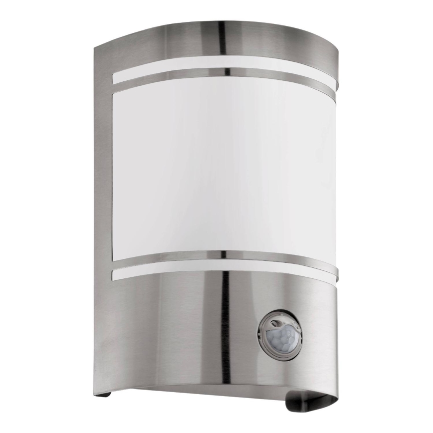 Eglo 79284 - Āra sienas lampa ar sensoru CERNO 1xE27/40W/230V spīdīgi hromēts IP44