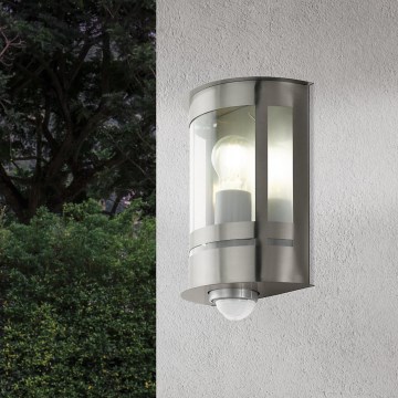 Eglo 79286 - Āra sienas lampa ar krēslas un kustības sensoru TRIBANO 1xE27/60W/230V IP44