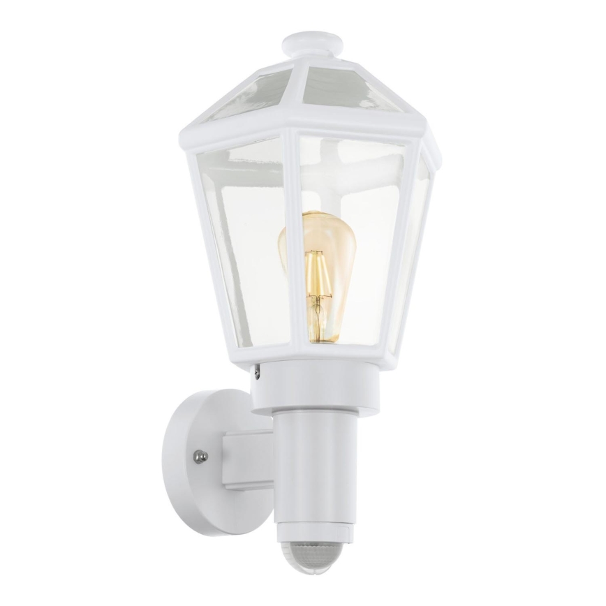 Eglo 79288 - Āra sienas lampa ar kustības un krēslas sensoru MONSELICE 1xE27/28W/230V IP44 balta