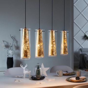 Eglo 79344 - Lustra ar auklu PINTO GOLD 4xE27/40W/230V zelta