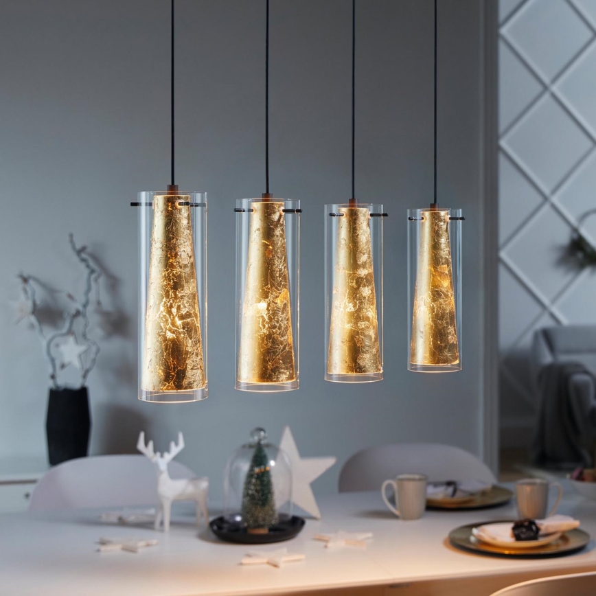 Eglo 79344 - Lustra ar auklu PINTO GOLD 4xE27/40W/230V zelta