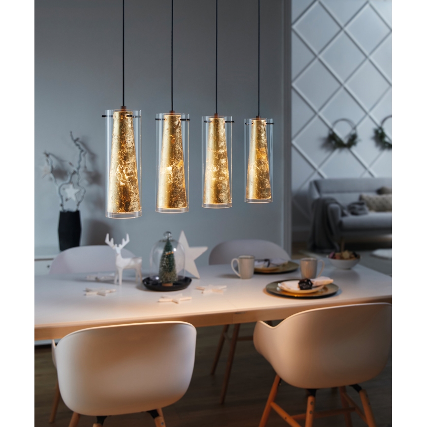 Eglo 79344 - Lustra ar auklu PINTO GOLD 4xE27/40W/230V zelta