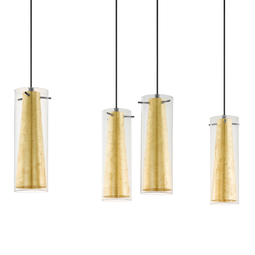 Eglo 79344 - Lustra ar auklu PINTO GOLD 4xE27/40W/230V zelta