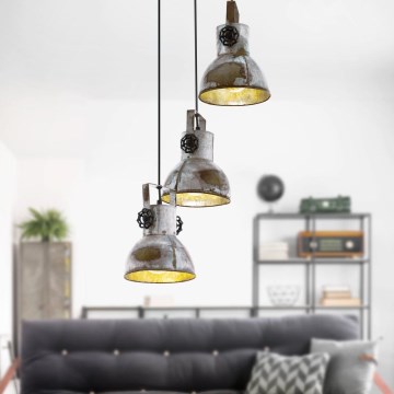 Eglo 79371 - Pakarināmais gaismeklis uz vada BARNSTAPLE 3xE27/40W/230V brūns/patina