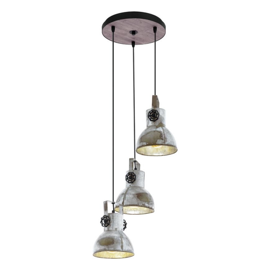 Eglo 79371 - Pakarināmais gaismeklis uz vada BARNSTAPLE 3xE27/40W/230V brūns/patina