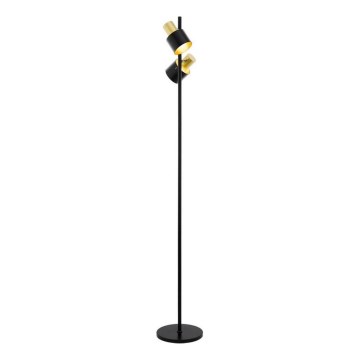 Eglo 79376 - Grīdas stāvlampa FIUMARA 2xE27/60W/230V melna/zelta