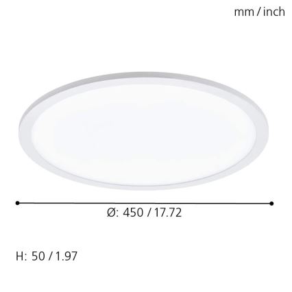 Eglo 79469 - LED Aptumšojama griestu lampa POZZALLO LED/21W/230V 2700-6500K balta + tālvadības pults